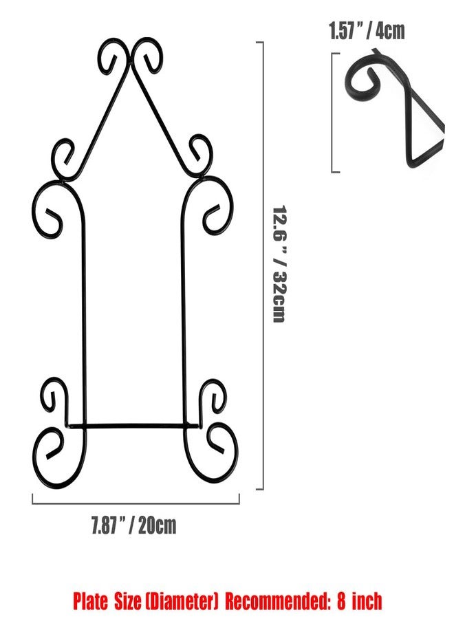 YY YEARCHY Plate Stand Holder for Wall Hanging Display Rack Art Hanger Metal Easel Photo Holder Books Bowls Platters (Black, 8 inches/12.6" x 7.87" x 1.57") - Image 2
